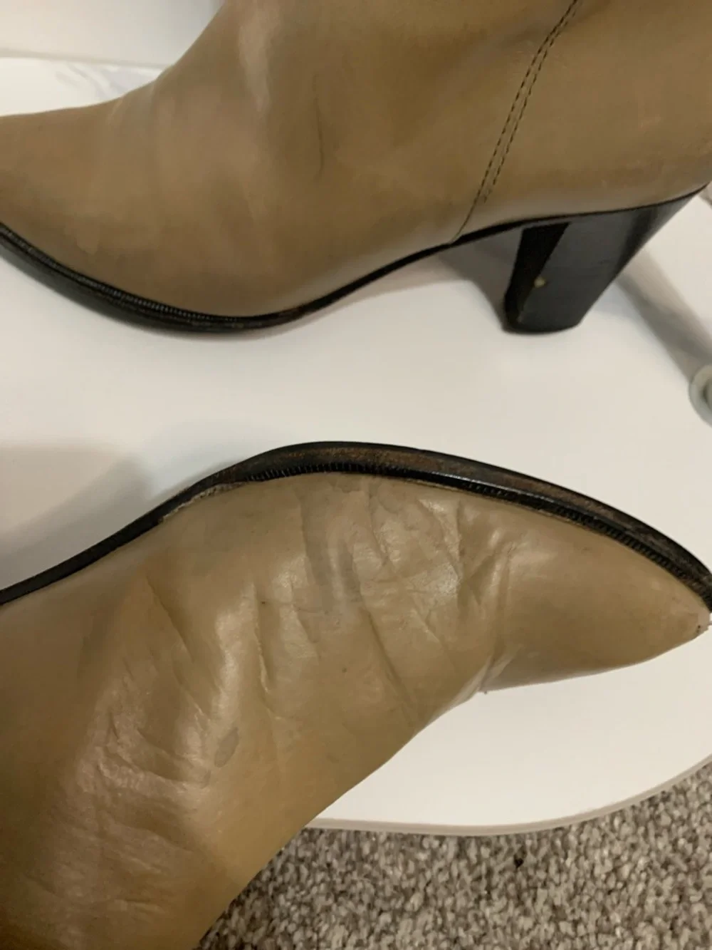 Vintage Maserati Classic Over-the-Knee Boots in Taupe Leather